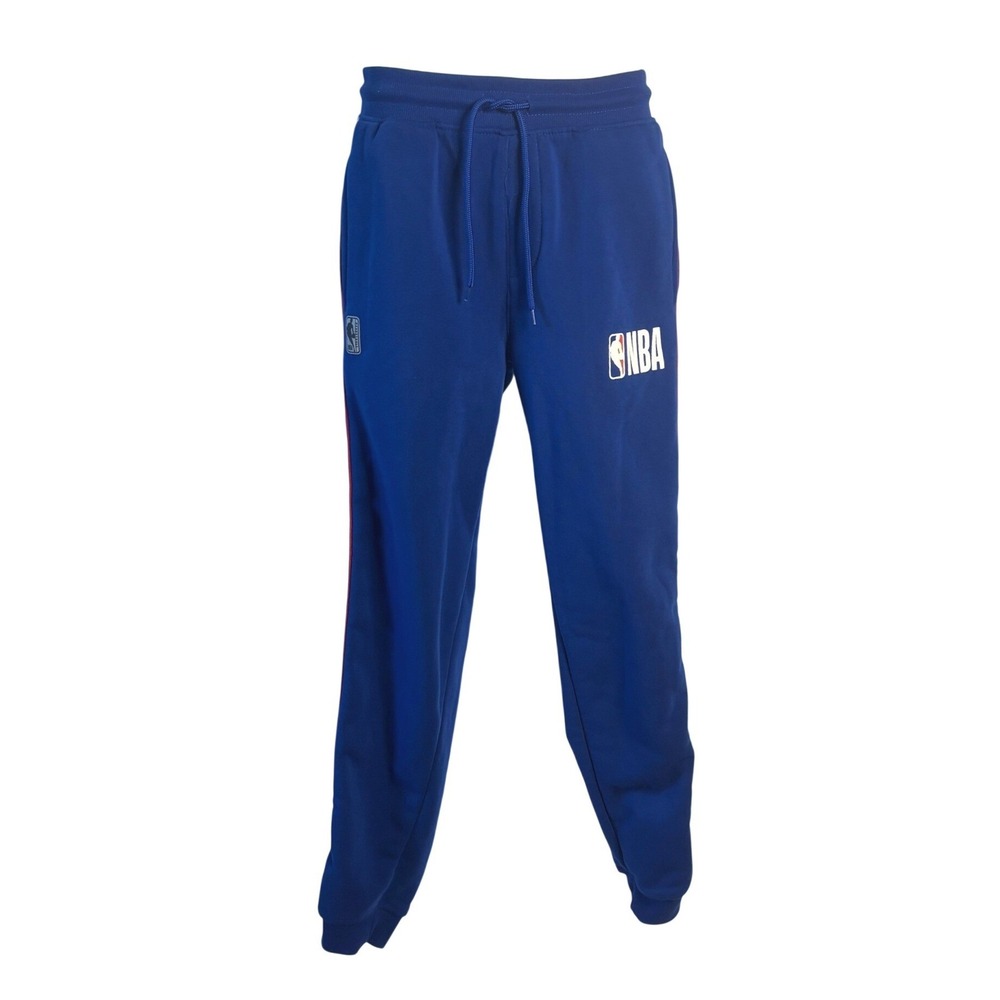 NBA Mens Blue Fleece Jogger Sweatpants Side Stripe | Small